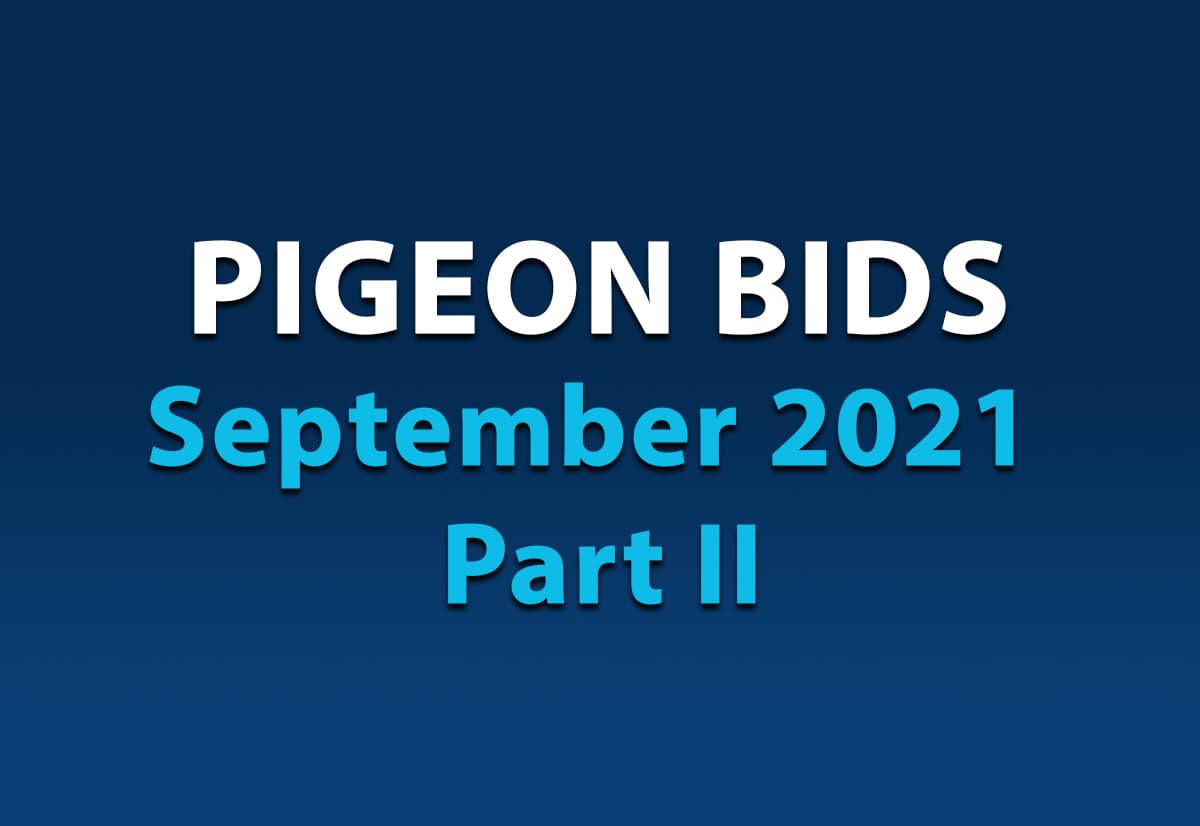Pigeon Bids September 2021 Part II